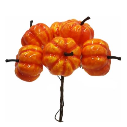 Picture of 12cm MINI PUMPKIN BUNDLE (6 STEMS) ORANGE X BAG OF 12 BUNDLES