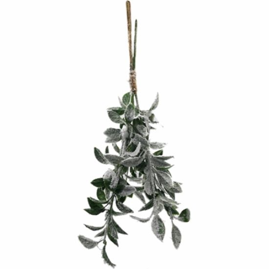 Picture of 55cm LARGE HANGING MISTLETOE BUNDLE (3 STEMS) WITH SNOW GREEN/WHITE