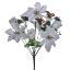 Picture of 30cm POINSETTIA AND ROSEBUD BUSH WITH HOLLY WHITE/SILVER