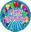 Picture of FS BALLOONS 18 INCH HOLOGRAPHIC FOIL BALLOON - HAPPY BIRTHDAY BALLOON CLUSTERS WITH STRIPES BLUE