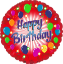 Picture of FS BALLOONS 18 INCH HOLOGRAPHIC FOIL BALLOON - HAPPY BIRTHDAY BALLOONS AND STARS RED