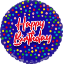 Picture of FS BALLOONS 18 INCH HOLOGRAPHIC FOIL BALLOON - HAPPY BIRTHDAY DOTTY BLUE AND RED