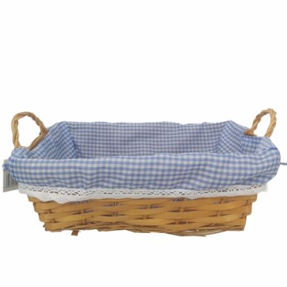 Picture of 33cm RECTANGULAR GINGHAM CLOTH LINED BASKET LIGHT BLUE