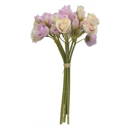 Picture of 30cm MINI ROSE AND ROSEBUD BUNDLE LILAC/CREAM