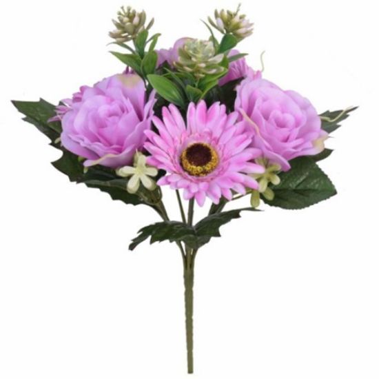 Picture of 33cm ROSE GERBERA AND SUCCULENT BUSH LILAC