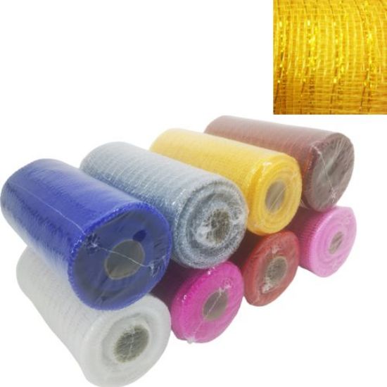 Picture of POLY DECO MESH 15cm (6 INCH) X 10yards METALLIC GOLD