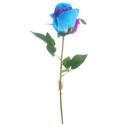 Picture of 54cm VELVET TOUCH SINGLE ROSEBUD RAINBOW BLUE/PURPLE