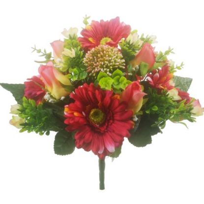 Picture of 35cm GERBERA ROSEBUD AND EUCALYPTUS BUSH FUCHSIA/PINK/GREEN