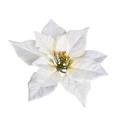 Picture of 17cm SINGLE POINSETTIA HEAD WHITE/IVORY/GOLD X 12pcs