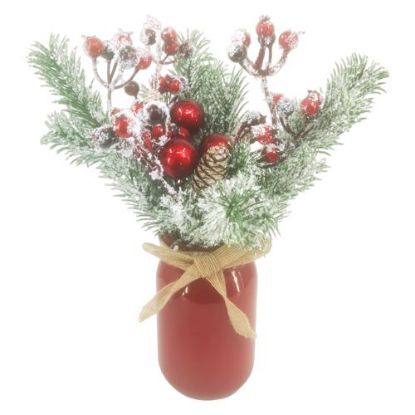 Picture of 28cm CHRISTMAS DECO IN CERAMIC VASE RED