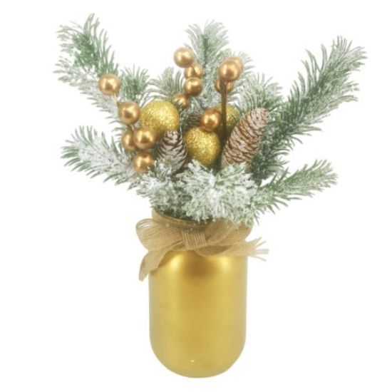 Picture of 28cm CHRISTMAS DECO IN CERAMIC VASE GOLD