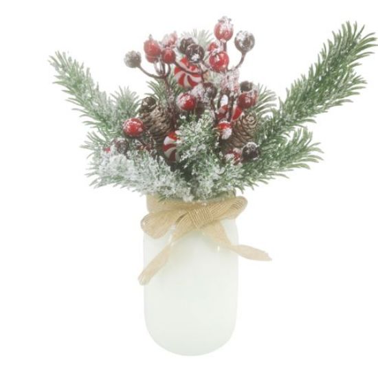 Picture of 28cm CHRISTMAS DECO IN CERAMIC VASE CREAM