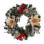 Picture of 30cm (12 INCH) MAGNOLIA BAUBLE AND FOLIAGE WREATH WITH BOWS CHAMPAGNE/BURGUNDY
