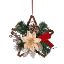 Picture of 20cm (8 INCH) POINSETTIA BAUBLE AND FOLIAGE WICKER STAR WITH BOWS CHAMPAGNE/BURGUNDY