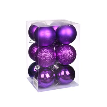 Picture of 5cm CHRISTMAS BAUBLES ASSORTED PURPLE X 12pcs