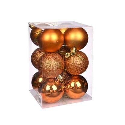 Picture of 5cm CHRISTMAS BAUBLES ASSORTED COPPER X 12pcs