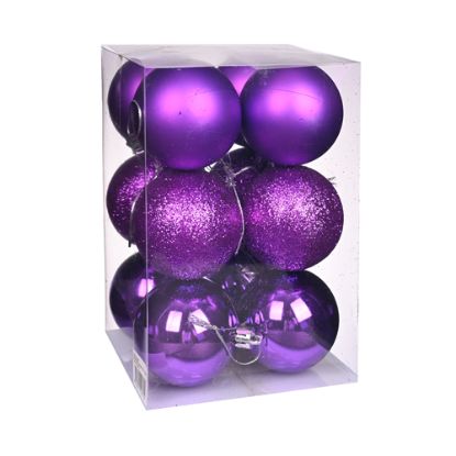 Picture of 6cm CHRISTMAS BAUBLES ASSORTED PURPLE X 12pcs