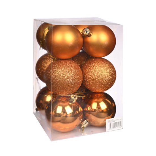 Picture of 6cm CHRISTMAS BAUBLES ASSORTED COPPER X 12pcs