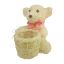 Picture of 25cm WOOD CHIP SITTIING BEAR PLANTER WITH PLASTIC LINING AND PINK BOW