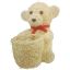 Picture of 25cm WOOD CHIP SITTIING BEAR PLANTER WITH PLASTIC LINING AND RED BOW