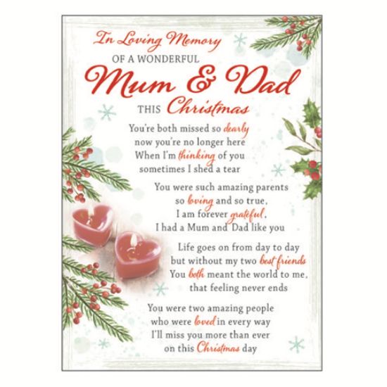 Picture of PLASTIC COATED MEMORIAL CARD X 6pcs - I-L-M MUM AND DAD THIS CHRISTMAS