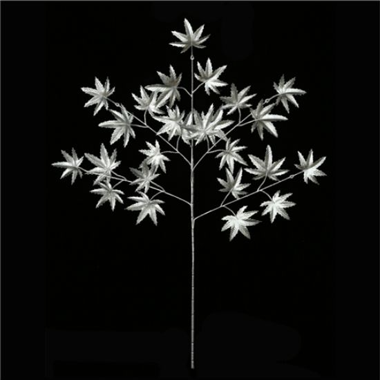 Picture of 86cm GLOSSY LEAF SPRAY WITH GLITTER SILVER