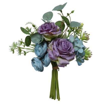 Picture of 28cm MIXED ROSE BUNDLE PURPLE/BLUE