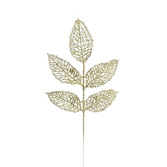 Picture of 45cm GLITTERED LEAF SPRAY GOLD X 6pcs