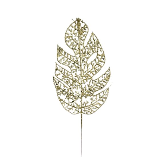 Picture of 34cm GLITTERED LEAF GOLD X 6pcs