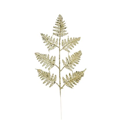 Picture of 42cm GLITTERED FERN LEAF SPRAY GOLD X 6pcs