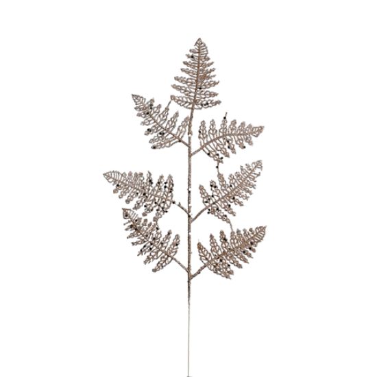 Picture of 42cm GLITTERED FERN LEAF SPRAY CHAMPAGNE X 6pcs