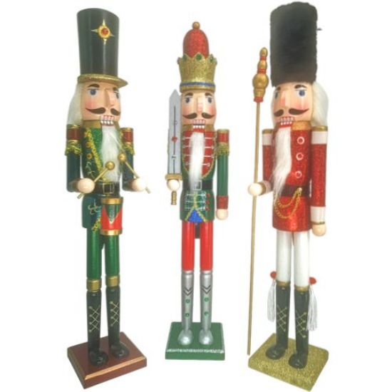 Picture of 60cm WOODEN CHRISTMAS NUTCRACKER FIGURE ASSORTED X 6pcs