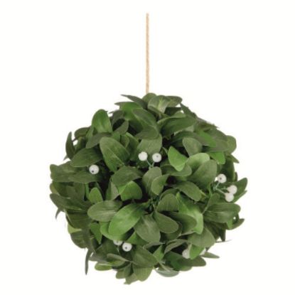 Picture of 20cm HANGING MISTLETOE BALL GREEN/WHITE