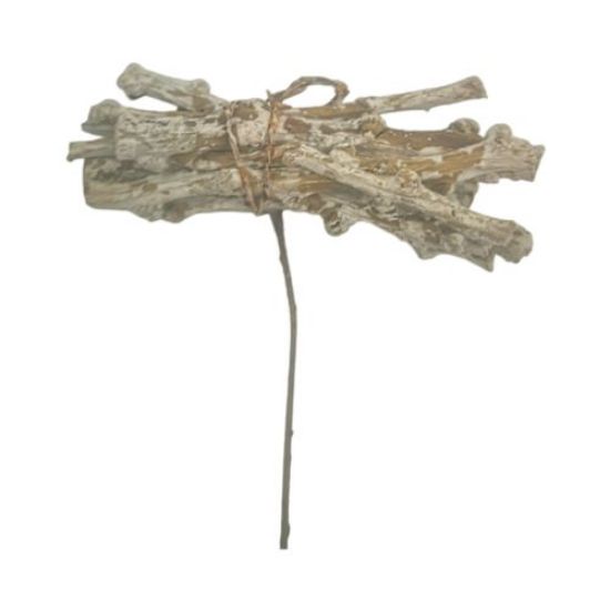 Picture of 8cm TWIGGY BUNDLE ON WIRE LIGHT BROWN WITH SNOW X 6pcs