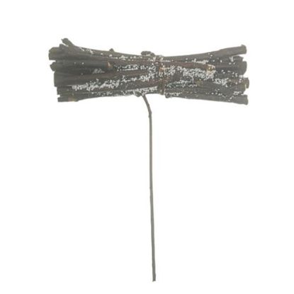Picture of 8cm TWIGGY BUNDLE ON WIRE DARK BROWN WITH FROSTING X 6pcs