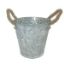 Picture of 13cm METAL ROUND POT WITH HOLLY DESIGN AND ROPE HANDLES GREY