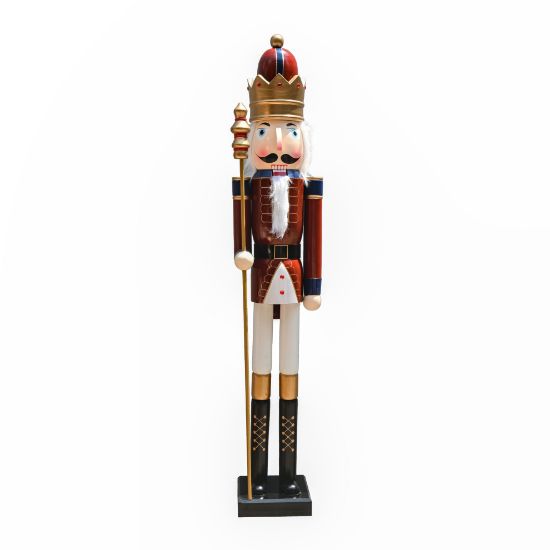 Picture of 180cm WOODEN CHRISTMAS NUTCRACKER FIGURE BURGUNDY/WHITE