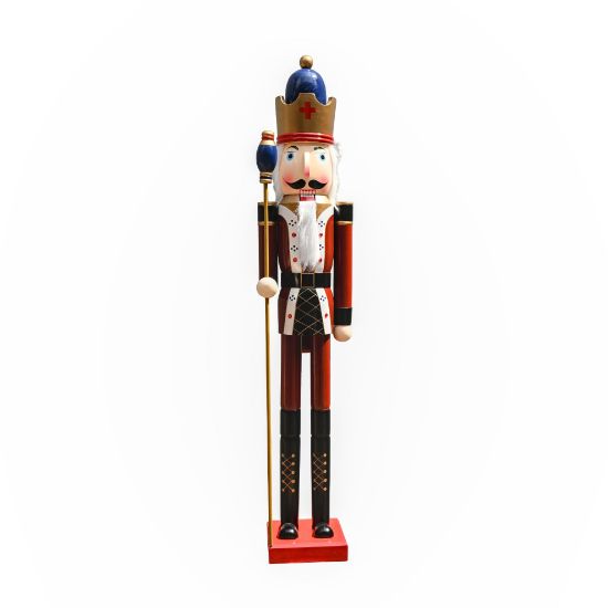 Picture of 180cm WOODEN CHRISTMAS NUTCRACKER FIGURE BURGUNDY/WHITE