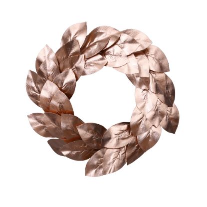 Picture of 50cm (20 INCH) GLOSSY MAGNOLIA LEAF WREATH ROSE PINK