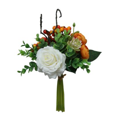 Picture of 33cm ROSE & BERRY BUNDLE IVORY/ORANGE