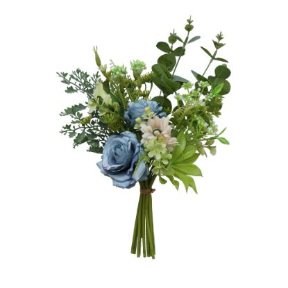 Picture of 40cm ROSE & FOLIAGE BUNDLE BLUE