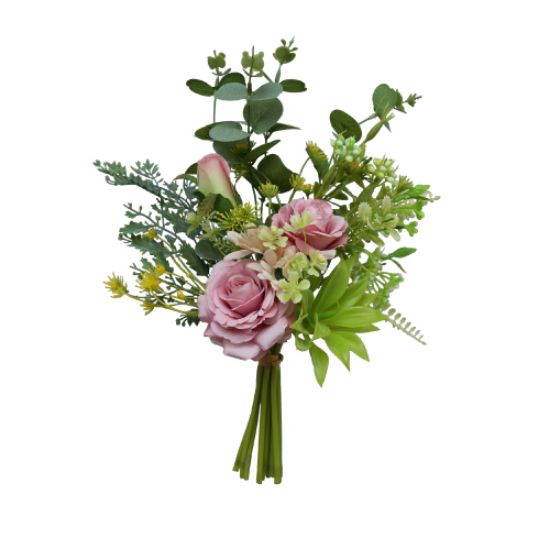 Picture of 40cm ROSE & FOLIAGE BUNDLE PINK