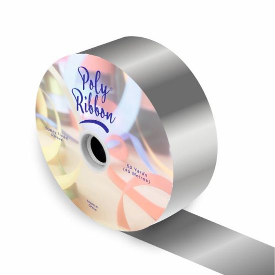 Picture of 50mm (2 INCH) POLY RIBBON X 50 YARDS METALLIC SILVER