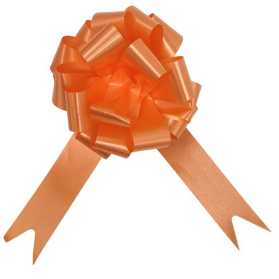 Picture of POLY RIBBON PULL BOWS 30mm X 30pcs LIGHT ORANGE