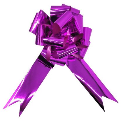 Picture of POLY RIBBON PULL BOWS 50mm X 20pcs METALLIC FUCHSIA