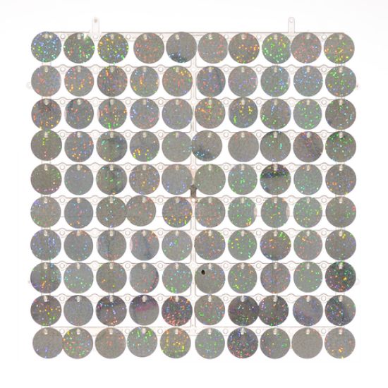 Picture of SEQUIN WALL PANEL 30cm X 30cm ROUND SEQUINS ACRYLIC BACKED HOLOGRAPHIC SILVER (TYPE B)