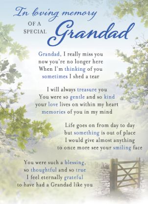 Picture of PLASTIC COATED MEMORIAL CARD X 6pcs - I-L-M OF A SPECIAL GRANDAD