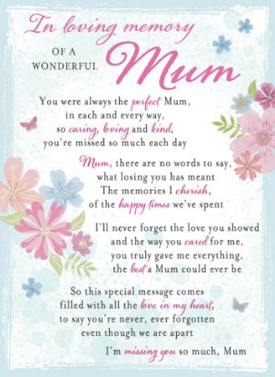 Picture of PLASTIC COATED MEMORIAL CARD X 6pcs - I-L-M OF A WONDERFUL MUM