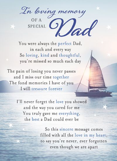 Picture of PLASTIC COATED MEMORIAL CARD X 6pcs - I-L-M OF A SPECIAL DAD