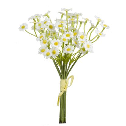 Picture of 27cm MINI SATIN DAISY BUNDLE (6 STEMS) IVORY